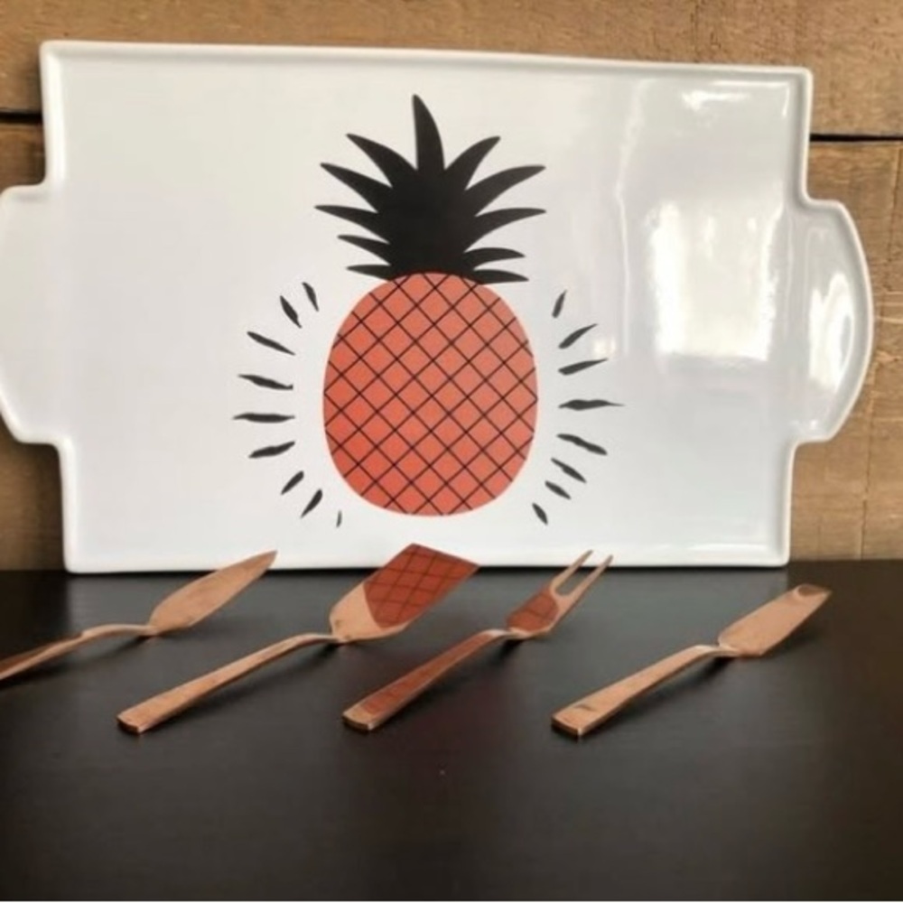 Pineapple Design White Ceramic Serving Platter